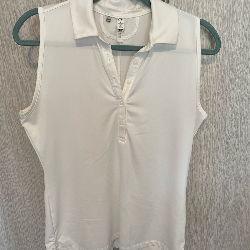 Women's Sleeveless White Polo Top